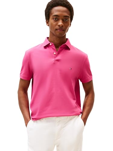 Tommy Hilfiger Herren Poloshirts Kurzarm in Regular Fit mit Stretch und Bio-Piqué-Baumwolle, Modisches Fuchsia, L von Tommy Hilfiger