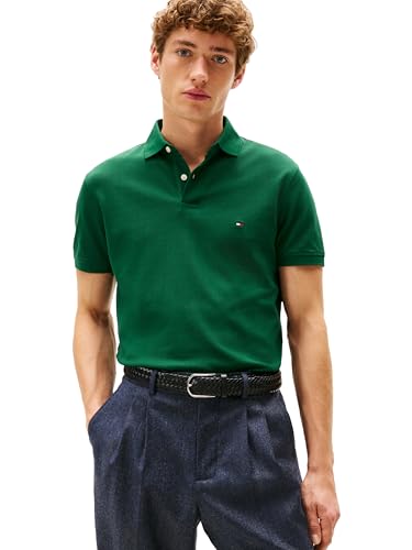 Tommy Hilfiger Herren Poloshirts Kurzarm in Regular Fit mit Stretch und Bio-Piqué-Baumwolle, Ornamentgrün, L von Tommy Hilfiger