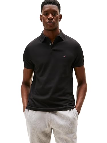 Tommy Hilfiger Herren Poloshirts Kurzarm in Regular Fit mit Stretch und Bio-Piqué-Baumwolle, Schwarz, XX-Large von Tommy Hilfiger