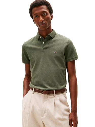 Tommy Hilfiger Herren Poloshirts Kurzarm in Regular Fit mit Stretch und Bio-Piqué-Baumwolle, Utility Olive Heather, XX-Large von Tommy Hilfiger