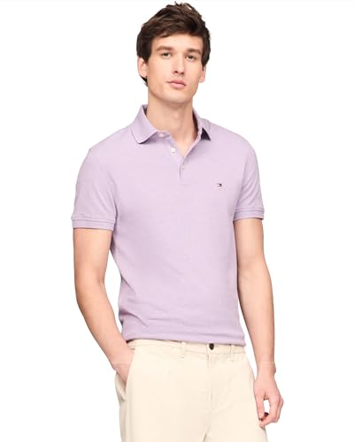 Tommy Hilfiger Herren Poloshirts Kurzarm in Slim Fit mit Stretch und Bio-Piqué-Baumwolle, Lavendel Heather, L von Tommy Hilfiger