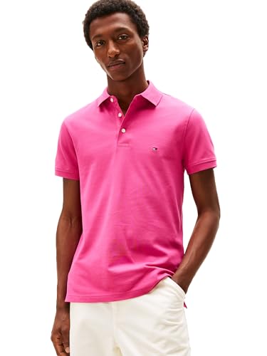 Tommy Hilfiger Herren Poloshirts Kurzarm in Slim Fit mit Stretch und Bio-Piqué-Baumwolle, Modisches Fuchsia, Mittel von Tommy Hilfiger