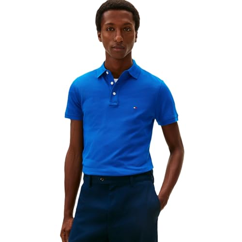 Tommy Hilfiger Herren Poloshirts Kurzarm in Slim Fit mit Stretch und Bio-Piqué-Baumwolle, Vibrant Indigo, XX-Large von Tommy Hilfiger