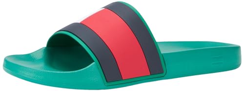 Tommy Hilfiger Herren Badeschuhe Rubber TH Flag Pool Slide Badelatschen, Grün (Olympic Green), 41 von Tommy Hilfiger