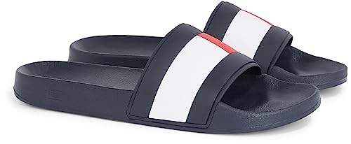 Tommy Hilfiger Herren Badeschuhe Rubber TH Flag Pool Slide Badelatschen, Blau (Desert Sky), 40 EU von Tommy Hilfiger