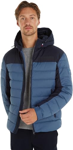 Tommy Hilfiger Herren Pufferjacke mit Kapuze, Blau (Aegean Sea), XS von Tommy Hilfiger