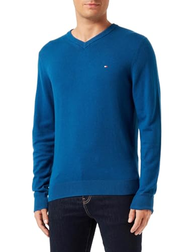 Tommy Hilfiger Herren Pullover Cashmere V Neck Strickpullover, Blau (Deep Indigo), XS von Tommy Hilfiger