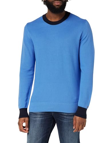 Tommy Hilfiger Herren Pullover Chain Ridge Structure C Neck Baumwolle, Blau (Blue Spell/ Desert Sky), L von Tommy Hilfiger