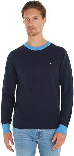 Tommy Hilfiger Herren Pullover Chain Ridge Structure C Neck Baumwolle, Blau (Desert Sky/ Blue Spell), S von Tommy Hilfiger