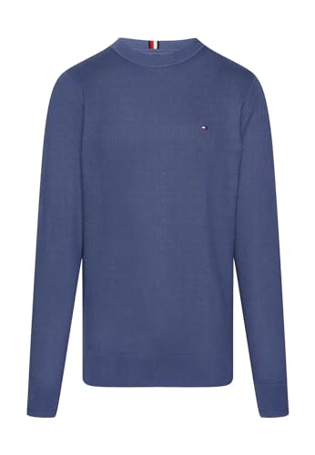 Tommy Hilfiger Herren Pullover Chain Ridge Structure C Neck Baumwolle, Blau (Faded Indigo), L von Tommy Hilfiger