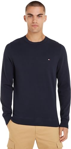 Tommy Hilfiger Herren Pullover Classic Cotton Crew Neck Baumwolle, Blau (Desert Sky), XS von Tommy Hilfiger