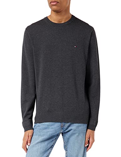 Tommy Hilfiger Herren Core Cotton-silk Cneck Pullover, Langarm, Grau (Charcoal Htr 093), M EU von Tommy Hilfiger