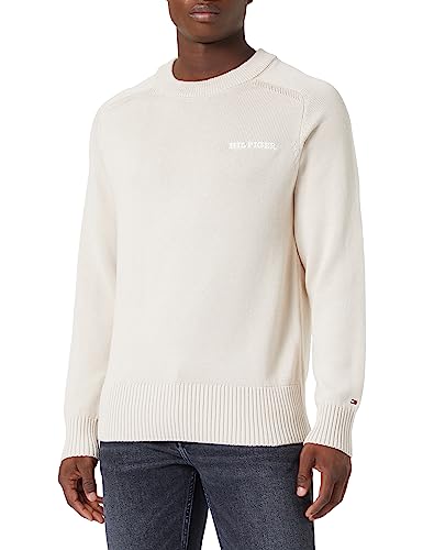 Tommy Hilfiger Herren Pullover Cotton C-Neck Strickpullover, Beige (Cashmere Creme), XS von Tommy Hilfiger