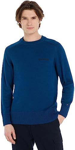 Tommy Hilfiger Herren Pullover Cotton C-Neck Strickpullover, Blau (Deep Indigo), S von Tommy Hilfiger