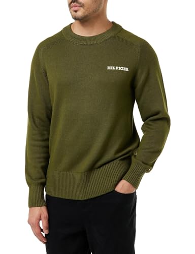 Tommy Hilfiger Herren Pullover Cotton C-Neck Strickpullover, Grün (Putting Green), M von Tommy Hilfiger