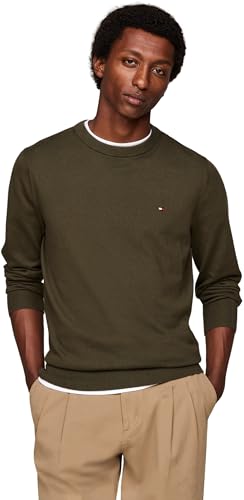 Tommy Hilfiger Herren Pullover Crew Neck Regular Fit, Mehrfarbig (Army Green), 3XL von Tommy Hilfiger