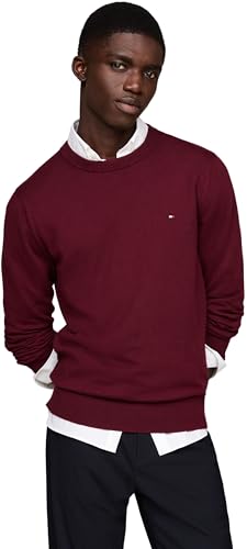 Tommy Hilfiger Herren Pullover Crew Neck Regular Fit, Rot (Deep Rouge), M von Tommy Hilfiger