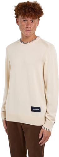 Tommy Hilfiger Herren Pullover Crew Neck Strickpullover, Elfenbein (Ancient White), XXL von Tommy Hilfiger
