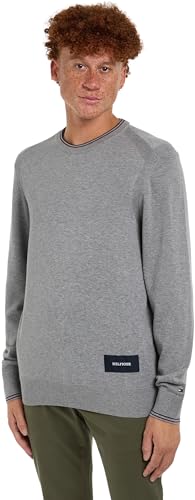 Tommy Hilfiger Herren Pullover Crew Neck Strickpullover, Grau (Light Grey Heather), M von Tommy Hilfiger
