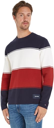 Tommy Hilfiger Herren Pullover Crew Neck Strickpullover, Mehrfarbig (Desert Sky Multi), XS von Tommy Hilfiger