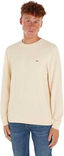 Tommy Hilfiger Herren Pullover Crew Neck Strickpullover, Weiß (Calico), M von Tommy Hilfiger