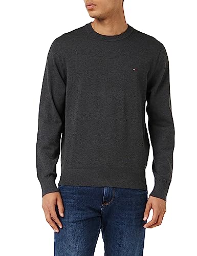 Tommy Hilfiger Herren Pullover Crew Neck Sweater Strickpullover, Grau (Dark Grey Heather Huafu), L von Tommy Hilfiger