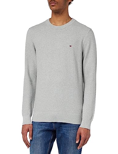 Tommy Hilfiger Herren Pullover Cross Structure Strickpullover, Grau (Light Grey Heather), M von Tommy Hilfiger