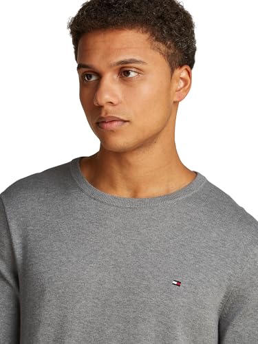 Tommy Hilfiger Herren Pullover Essential Cotton Crew Neck aus Baumwolle, Grau (Medium Grey Heather), XL von Tommy Hilfiger