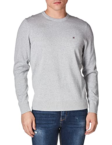Tommy Hilfiger Herren Pullover Essential Cotton Crew Neck aus Baumwolle, Grau (Medium Grey Heather), XS von Tommy Hilfiger
