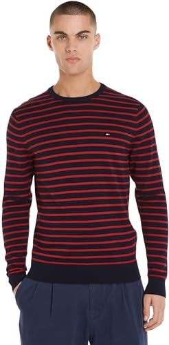 Tommy Hilfiger Herren Pullover Essential Cotton Crew Neck aus Baumwolle, Mehrfarbig (Desert Sky/Dark Magma), 3XL von Tommy Hilfiger