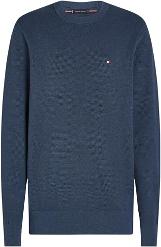 Tommy Hilfiger Herren Pullover Essential Structure Crew Neck Regular Fit, Blau (Aegean Sea Heather), S von Tommy Hilfiger