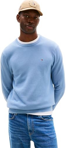 Tommy Hilfiger Herren Pullover Essential Structure Crew Neck Regular Fit, Blau (Brisk Blue), L von Tommy Hilfiger