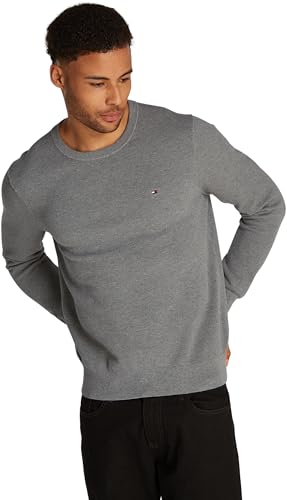 Tommy Hilfiger Herren Pullover Essential Structure Crew Neck Regular Fit, Grau (Medium Grey Heather), XXL von Tommy Hilfiger