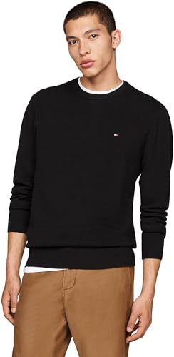Tommy Hilfiger Herren Pullover Essential Structure Crew Neck Regular Fit, Schwarz (Black), XXL von Tommy Hilfiger