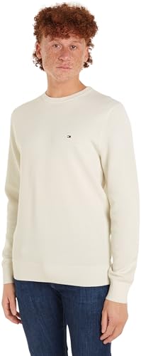 Tommy Hilfiger Herren Pullover Essential Structure Crew Neck Regular Fit, Weiß (Ivory), 3XL von Tommy Hilfiger
