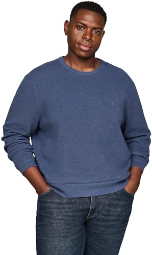 Tommy Hilfiger Herren Pullover Essential Structure Crew Neck Strickpullover, Blau (Aegean Sea Heather), 3XL von Tommy Hilfiger