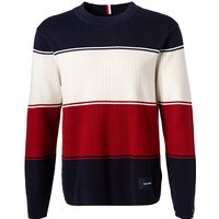 Tommy Hilfiger Herren Pullover grau Baumwolle gestreift von Tommy Hilfiger
