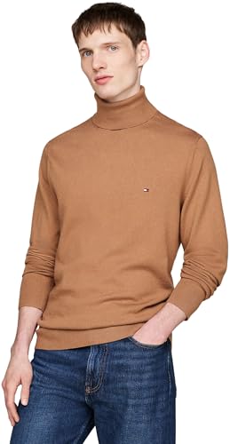 Tommy Hilfiger Herren Pullover Pima Cashmere Roll Neck mit Rollkragen, Beige (Safari Canvas), XXL von Tommy Hilfiger