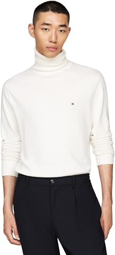 Tommy Hilfiger Herren Pullover Pima Cashmere Roll Neck mit Rollkragen, Weiß (Ivory), XXL von Tommy Hilfiger
