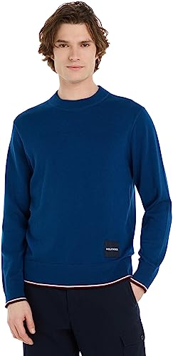 Tommy Hilfiger Herren Pullover Tipped Crew Neck Strickpullover, Blau (Deep Indigo), S von Tommy Hilfiger