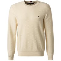 Tommy Hilfiger Herren Pullover beige Baumwolle unifarben von Tommy Hilfiger