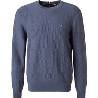 Tommy Hilfiger Herren Pullover blau Baumwolle unifarben von Tommy Hilfiger