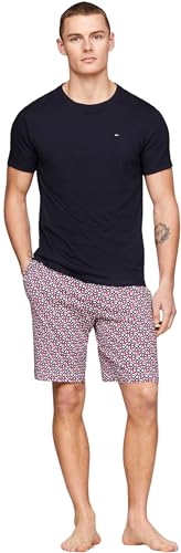 Tommy Hilfiger Herren Pyjama-Set Kurz, Mehrfarbig (Desert Sky / Eighty Five Geo), M von Tommy Hilfiger