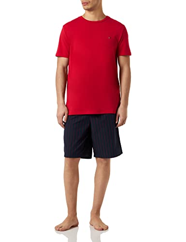 Tommy Hilfiger Herren Pyjama-Set Kurz, Rot (Primary Red/Pin Stripes D S), S von Tommy Hilfiger