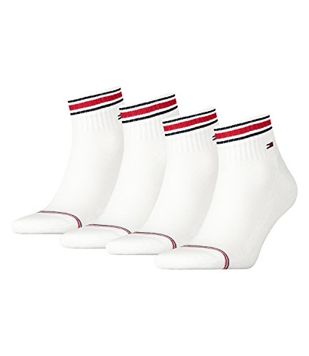 Tommy Hilfiger Herren Quarter Iconic Sport 4er Pack, Größe:39-42, Farbe:White (300) von Tommy Hilfiger