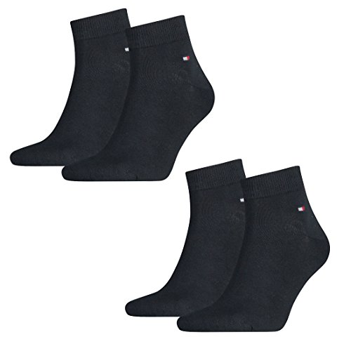 Tommy Hilfiger Herren Quarter Socken Kurzsocken Business Socken 342025001 4 Paar, Farbe:Blau, Menge:4 Paar (2x 2er Pack), Größe:43-46, Artikel:-322 dark navy von Tommy Hilfiger