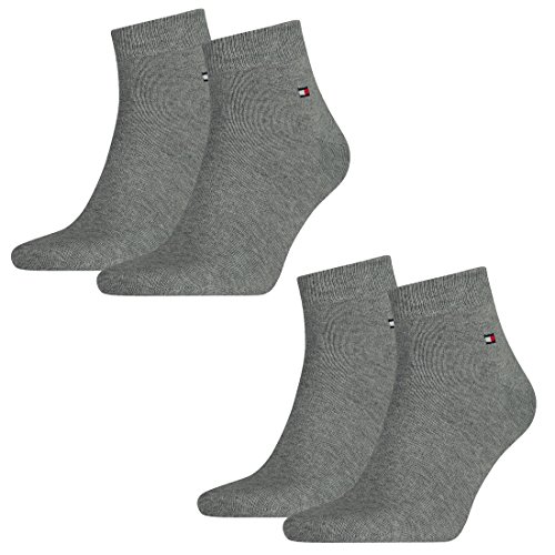 Tommy Hilfiger Herren Quarter Socken Flag Quartersocken 4er Pack, Größe:47-49;Farbe:middle grey melange von Tommy Hilfiger