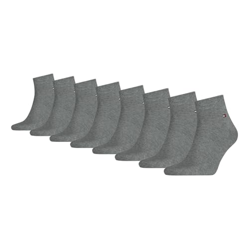 Tommy Hilfiger Herren Quarter Socken Flag Quartersocken 4er Pack, Größe:47-49;Farbe:middle grey melange von TOMMY HILFIGER
