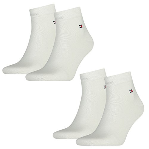 Tommy Hilfiger Herren Quarter Socken Flag Quartersocken 4er Pack, Größe:47-49;Farbe:white von Tommy Hilfiger