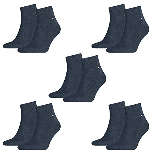 Tommy Hilfiger Herren Quarter Socken Kurzsocken Business Socken 342025001 10 Paar, Farbe:Blau, Größe:47-49, Menge:10 Paar (5x 2er Pack), Artikel:342025001-356 jeans von TOMMY HILFIGER